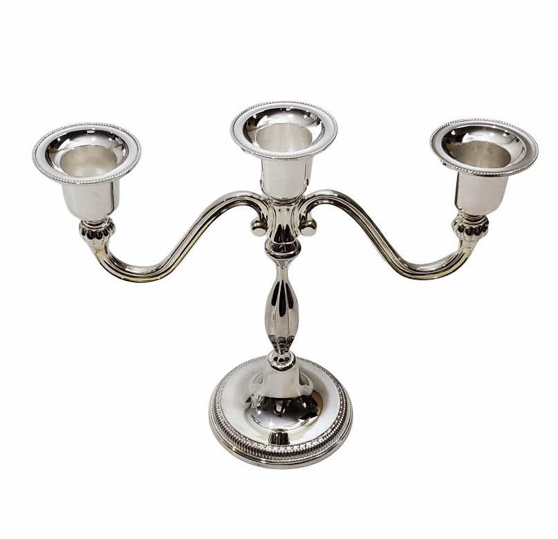 3 Light Candelabra Silver Plate 8.5" x 3" x 7"h