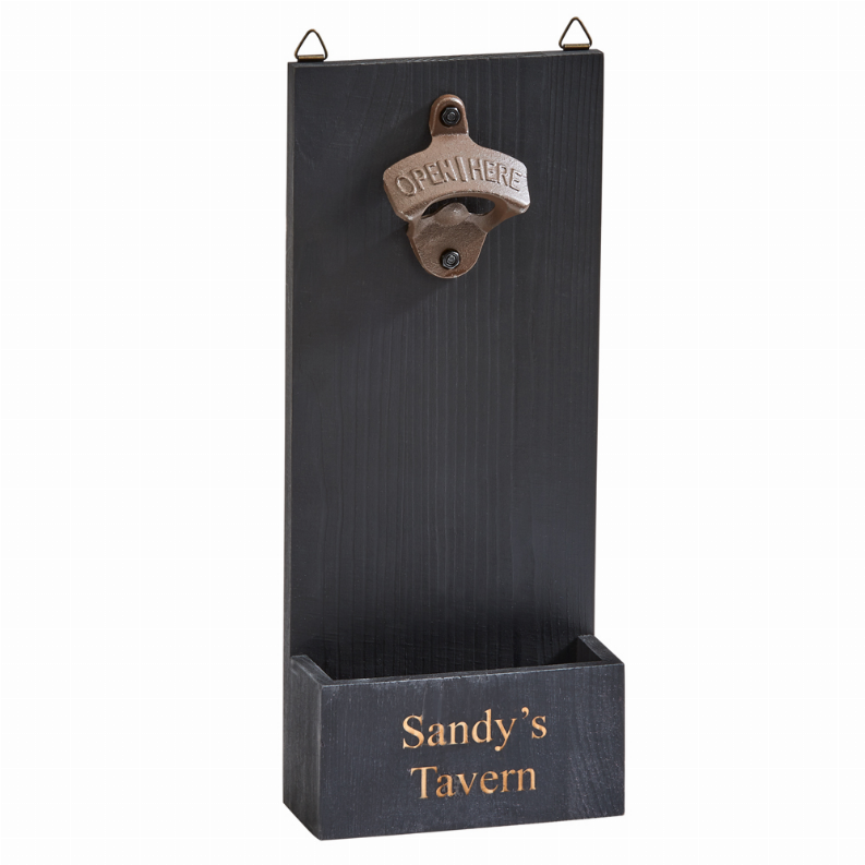 Black Wood Wall Bottle Opener 12" X 5"