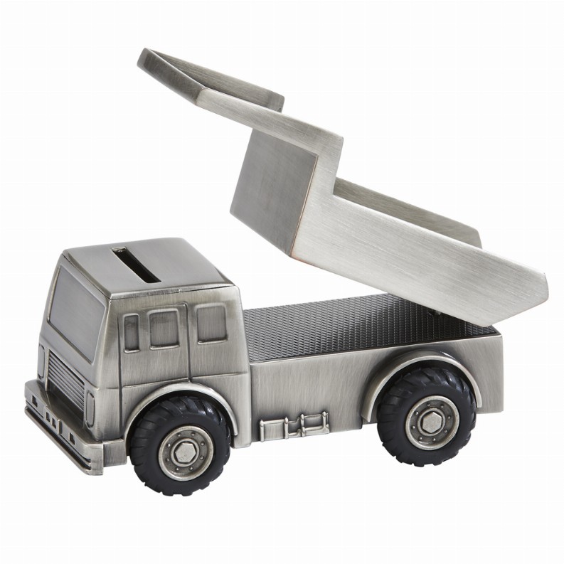 Dump Truck Bank, Pewter Finish 3" X 2.5" X 5"