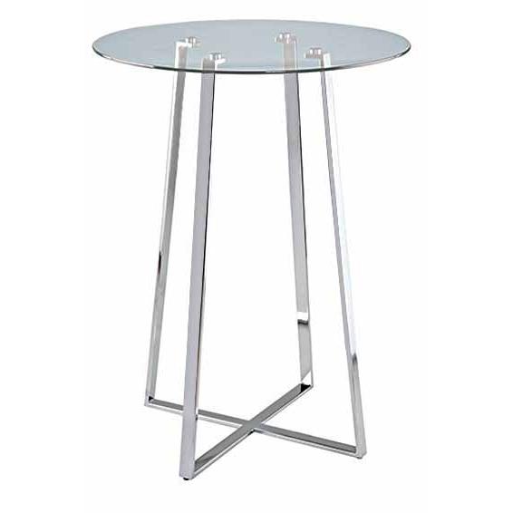 BART TABLE, GLASS TOP/CHROME BASE, 32"RD X 42"H