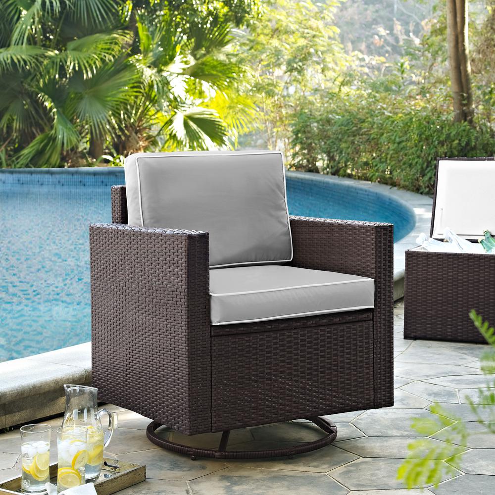 Palm Harbor Outdoor Wicker Swivel Rocker Chair Gray/Brown