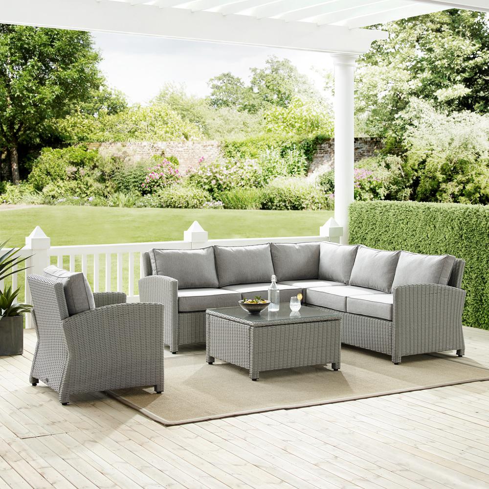 Bradenton 5Pc Outdoor Wicker Sectional Set Gray/Gray