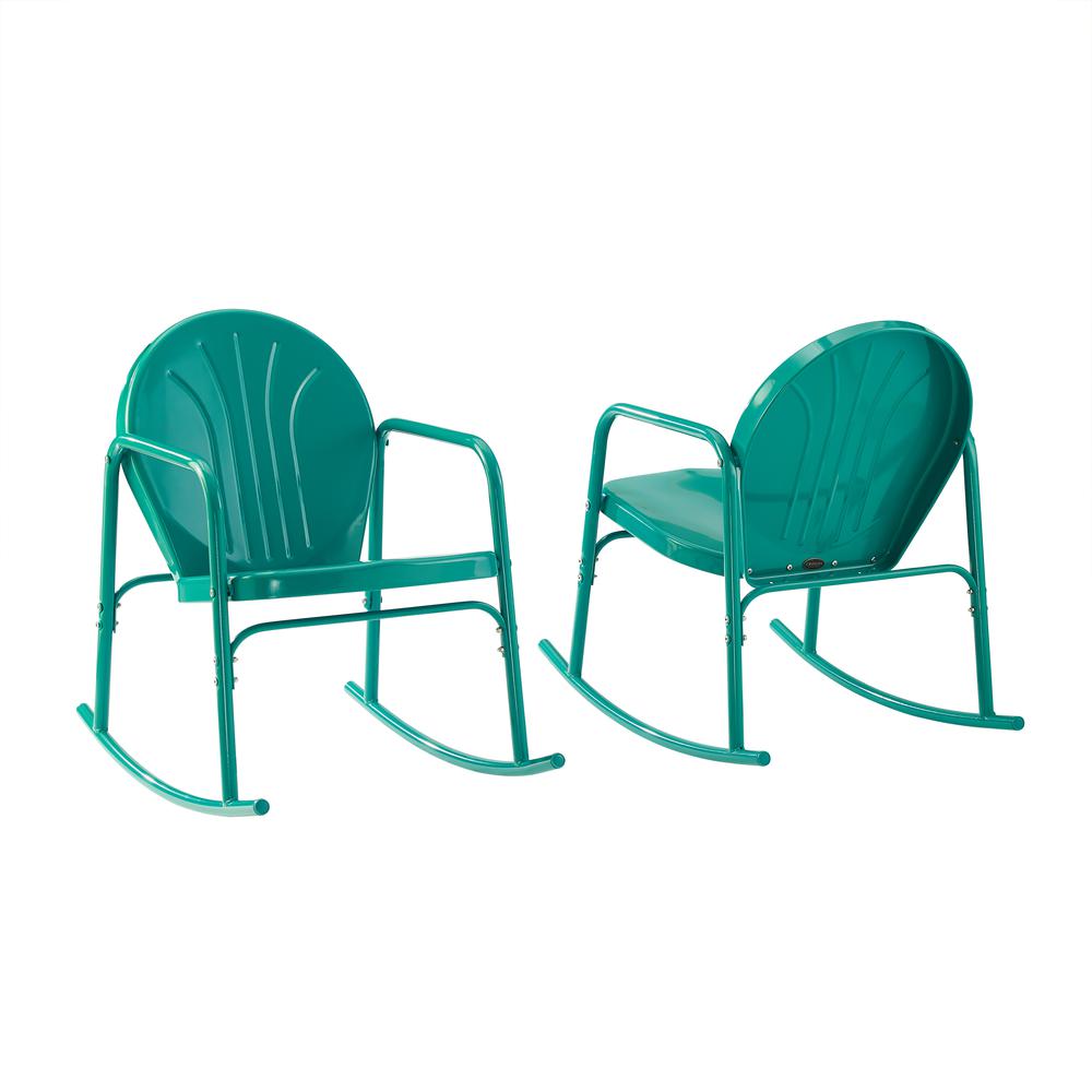 Griffith 2Pc Outdoor Metal Rocking Chair Set Turquoise Gloss - 2 Rocking Chairs