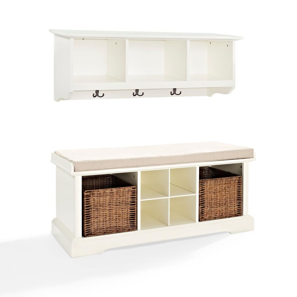 Brennan 2Pc Entryway Set White/Tan - Bench, Shelf