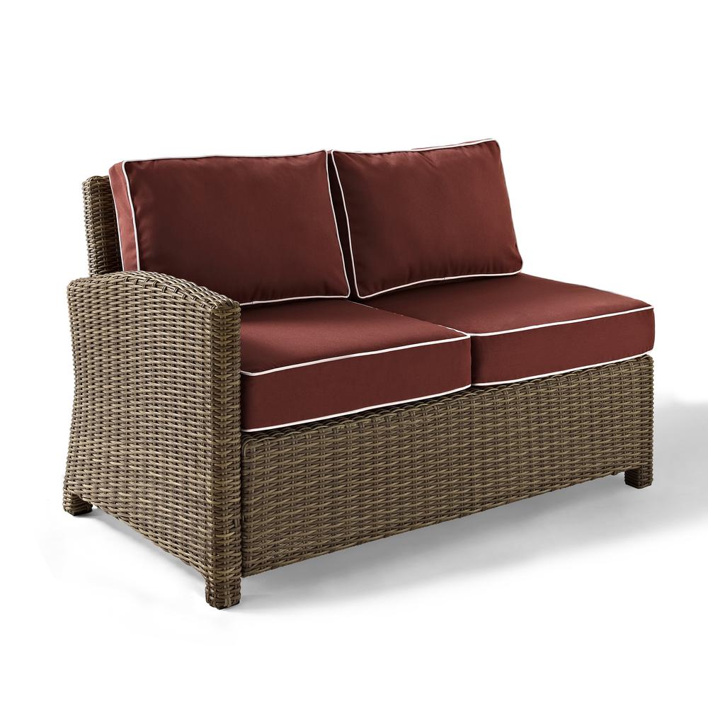 Bradenton Outdoor Wicker Sectional Left Side Loveseat Sangria/Weathered Brown