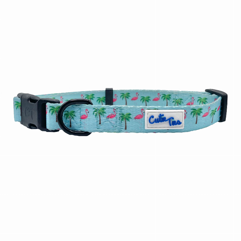 Cutie Ties Fun Design Dog Collar - Small Flamingo Miami Vice