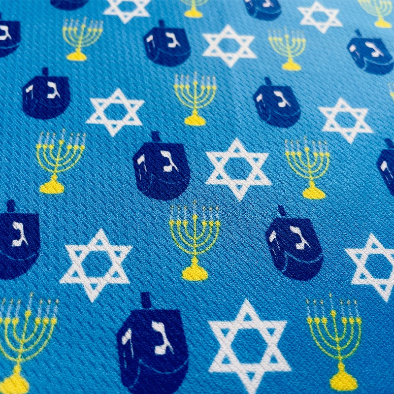 Cutie Ties Tie On Dog Bandana - Large Hanukkah Blue Dreidel