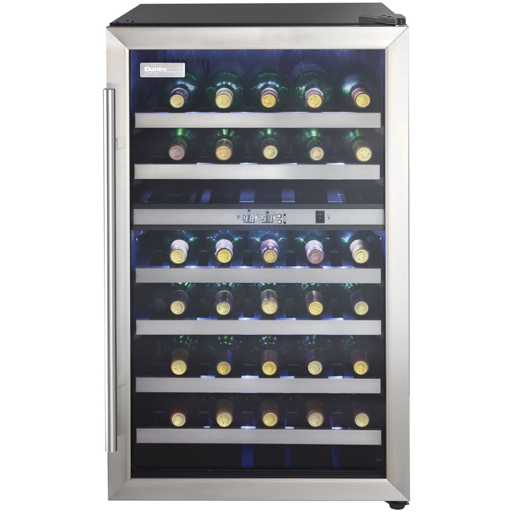 38 Bottle Wine Cooler,Stainless Steel Door Trim,Reversible Door,Light