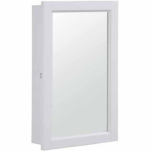 Concord White Gloss Medicine Cabinet Mirror with 1-Door and 2-Shelves