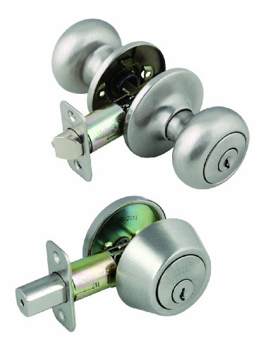 Cambridge 2-Way Latch Deadbolt & Entry Door Knob, Adjustable Backset, Satin Nickel