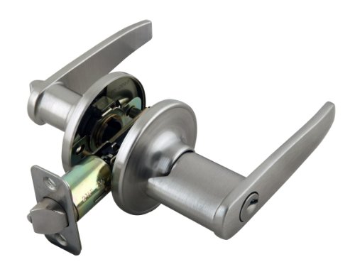 Delavan 2-Way Latch Entry Door Handle, Adjustable Backset, Satin Nickel