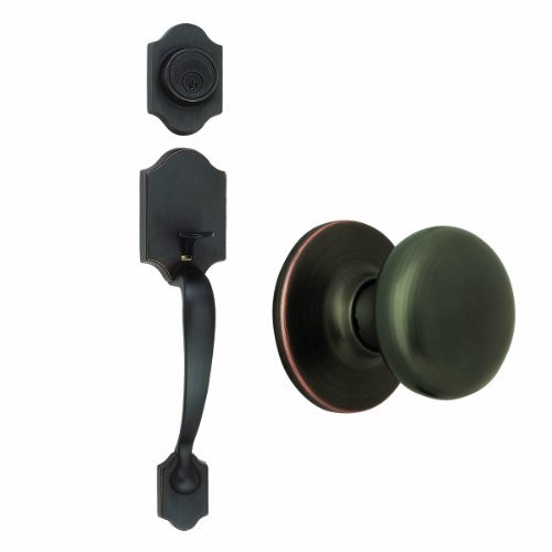 2-Way Latch Entry Door Handle Set with Egg Knob, Handle & Keyway, Adjustable Backset, Oil Rubbed Bronze