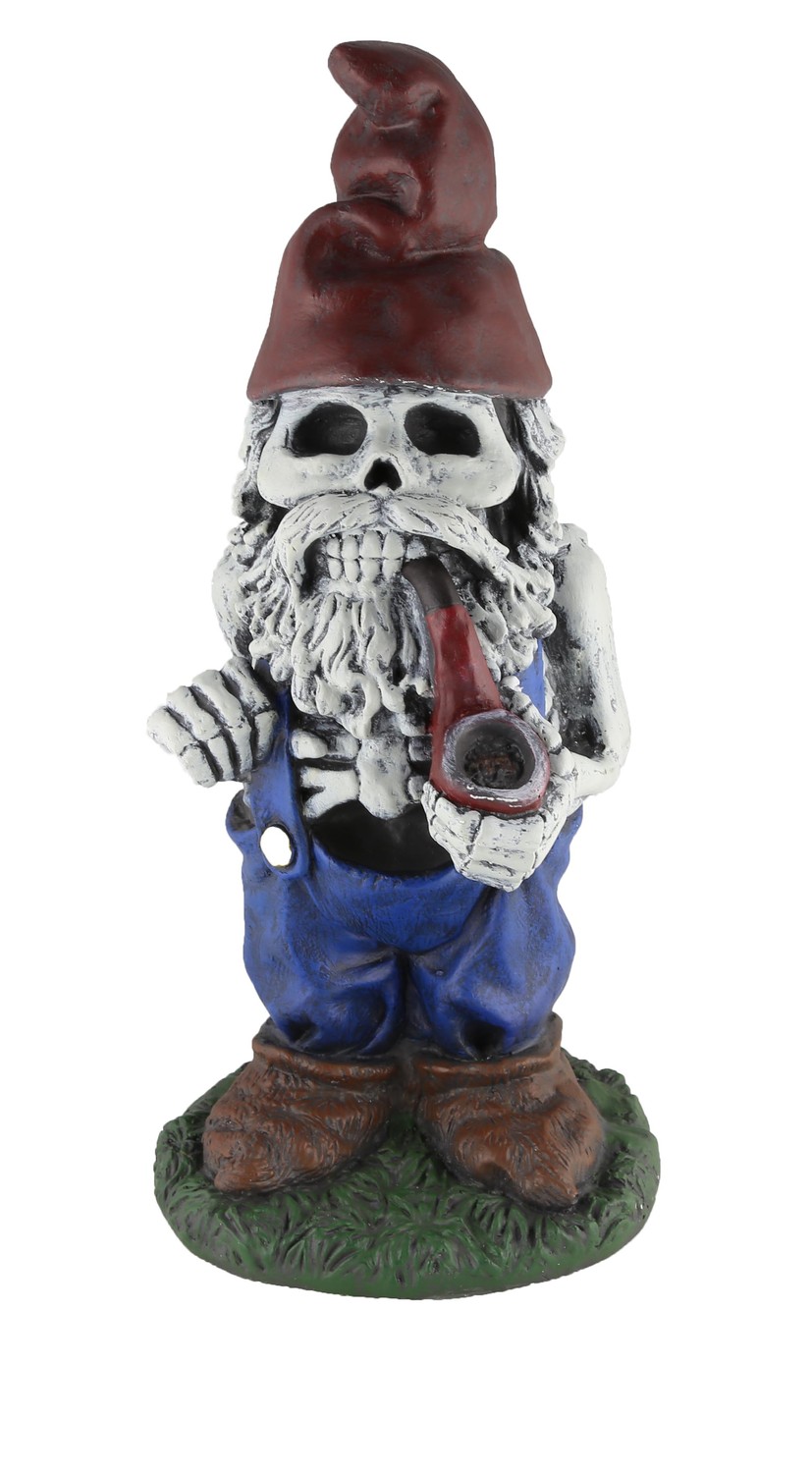 Design House 19" Skeleton Man Gnome with Pipe Lawn Decoration