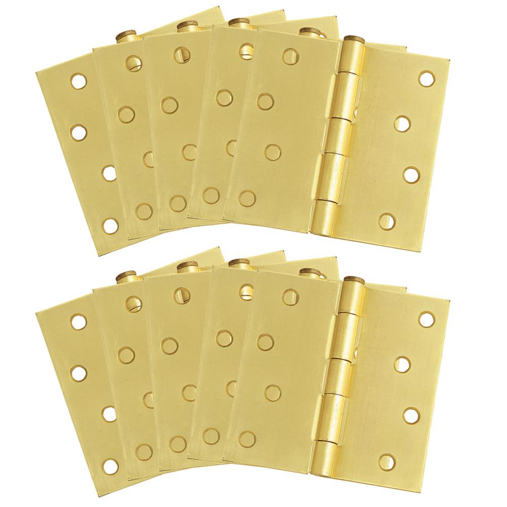 10-Pack Hinge 4", SQ Satin Brass