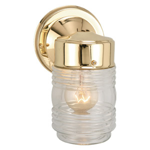 Jelly Jar Outdoor Downlight, 4.5-Inch by 7.5-Inch, Polished Brass