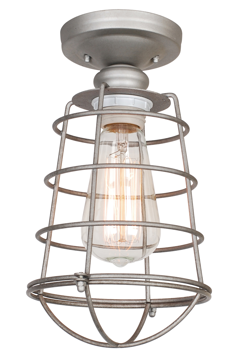 Design House 519686 Ajax 1-Light Ceiling Mount Industrial Light, Galvanized Steel