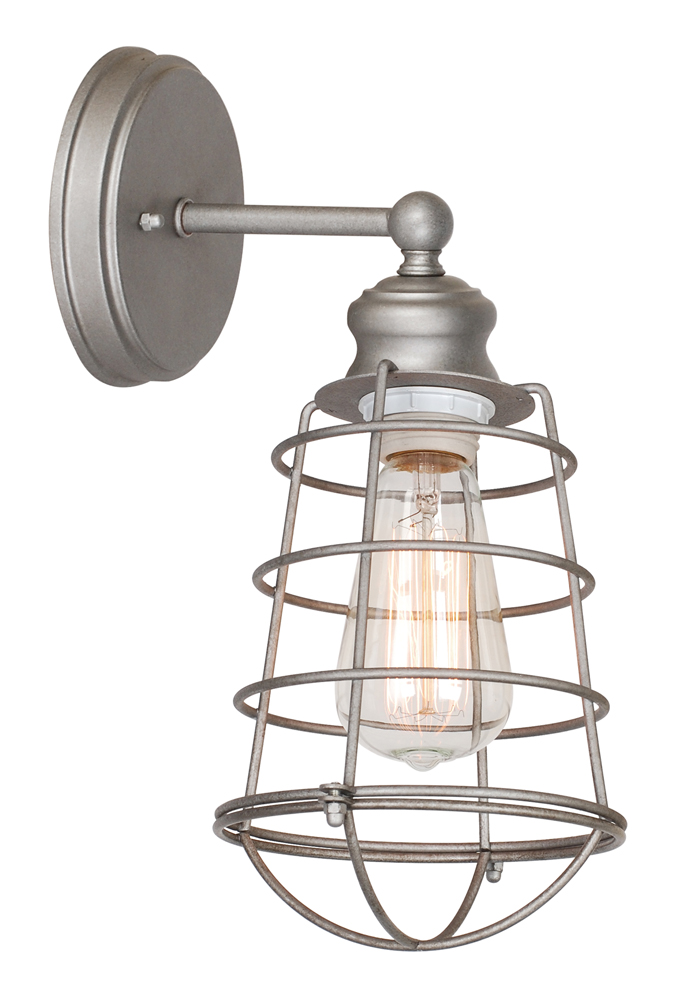 Design House 519702 Ajax 1-Light Bathroom Wall Sconce, Galvanized Finish