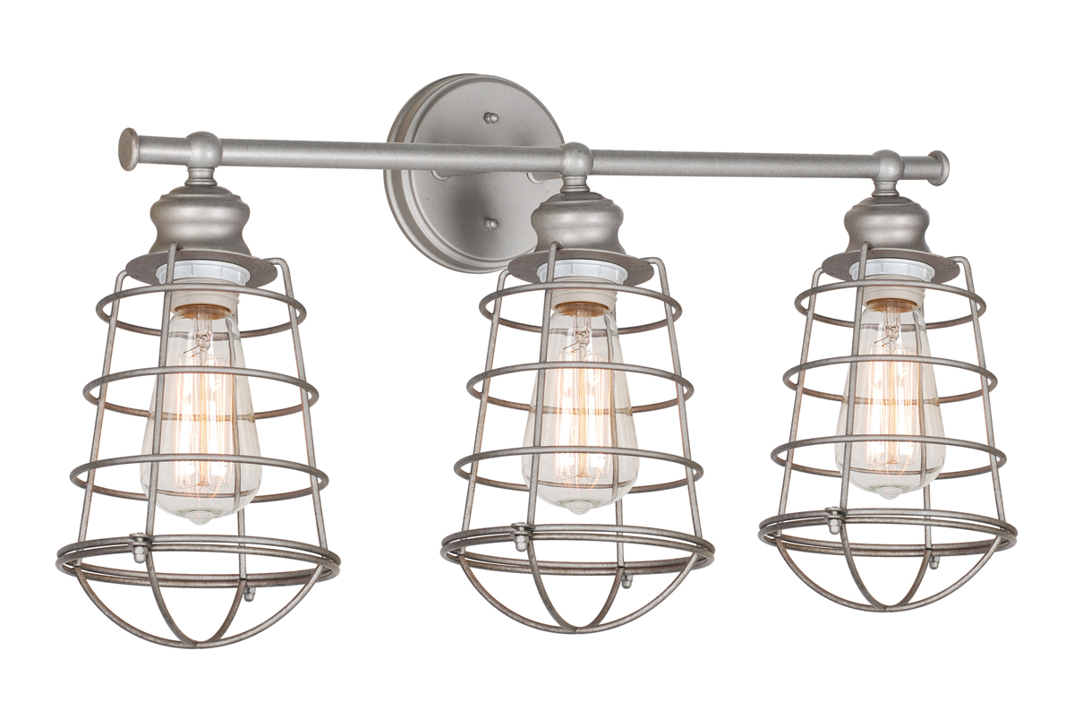 Design House 519728 Ajax 3-Light Vanity Light, Galvanized Steel