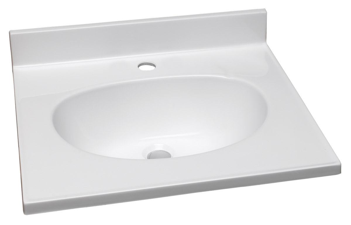 Design House 522219 Cultured Marble Single Faucet Hole Vanity Top 49", White on White