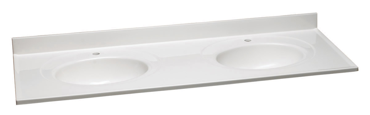 Design House 554774 Cultured Marble Single Faucet Hole Double Vanity Top 73", Solid White