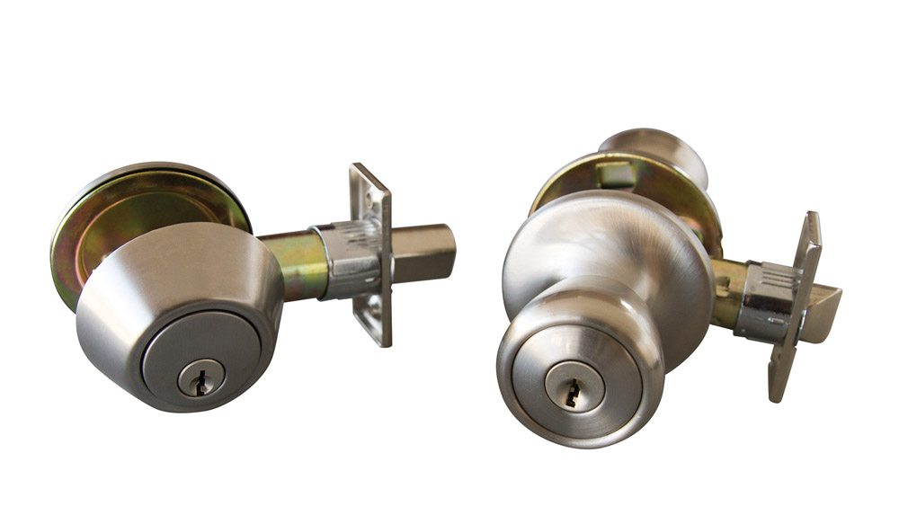 Design House 728683 Terrace 6-Way Universal Entry Door Knob and Deadbolt Combo, Satin Nickel