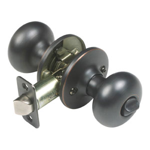 Cambridge Universal Latch Privacy Door Knob, Adjustable Backset, Oil Rubbed Bronze