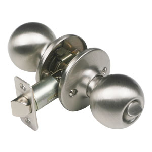 Ball 2-Way Latch Privacy Door Knob, Adjustable Backset, Satin Nickel