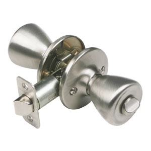 Tulip 2-Way Latch Privacy Door Knob, Adjustable Backset, Satin Nickel