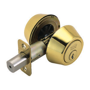 Double Cylinder 2-Way Latch Deadbolt, Adjustable Backset, Polished Brass