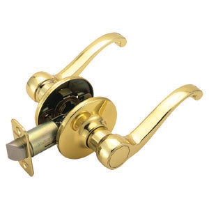 Scroll 2-Way Latch Passage Door Handle, Adjustable Backset, Polished Brass