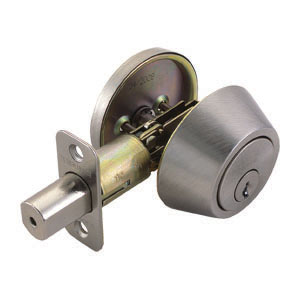 Single Cylinder 2-Way Latch Deadbolt, Adjustable Backset, Satin Nickel