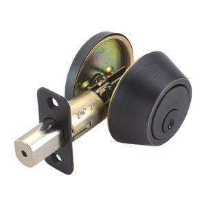 Single Cylinder 2-Way Latch Deadbolt, Adjustable Backset, Oil Rubbed Bronze