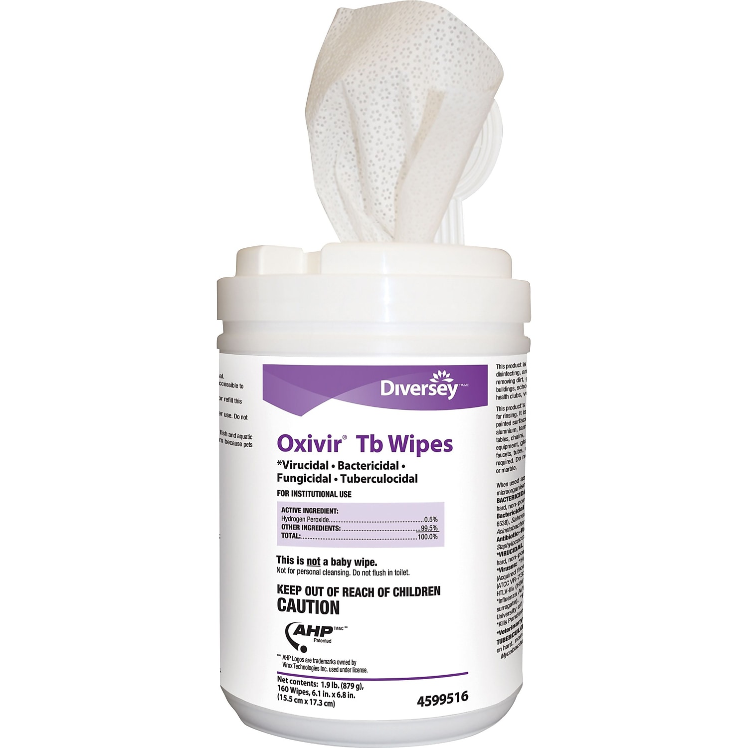 Oxivir TB Disinfectant Wipes, 6 x 6.9, White, 160/Canister, 4 Canisters/Case