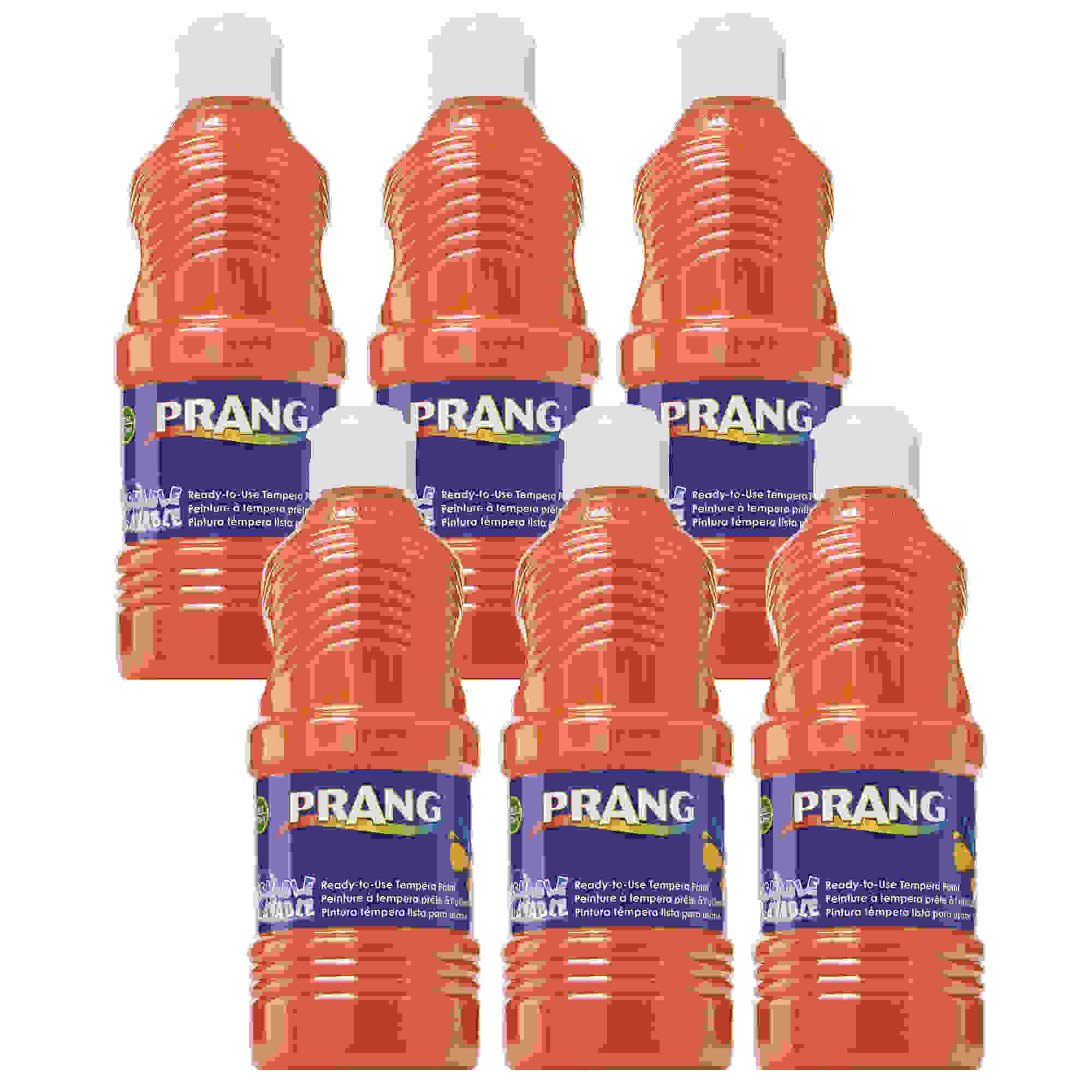 Washable Tempera Paint, Orange, 16 oz, Pack of 6