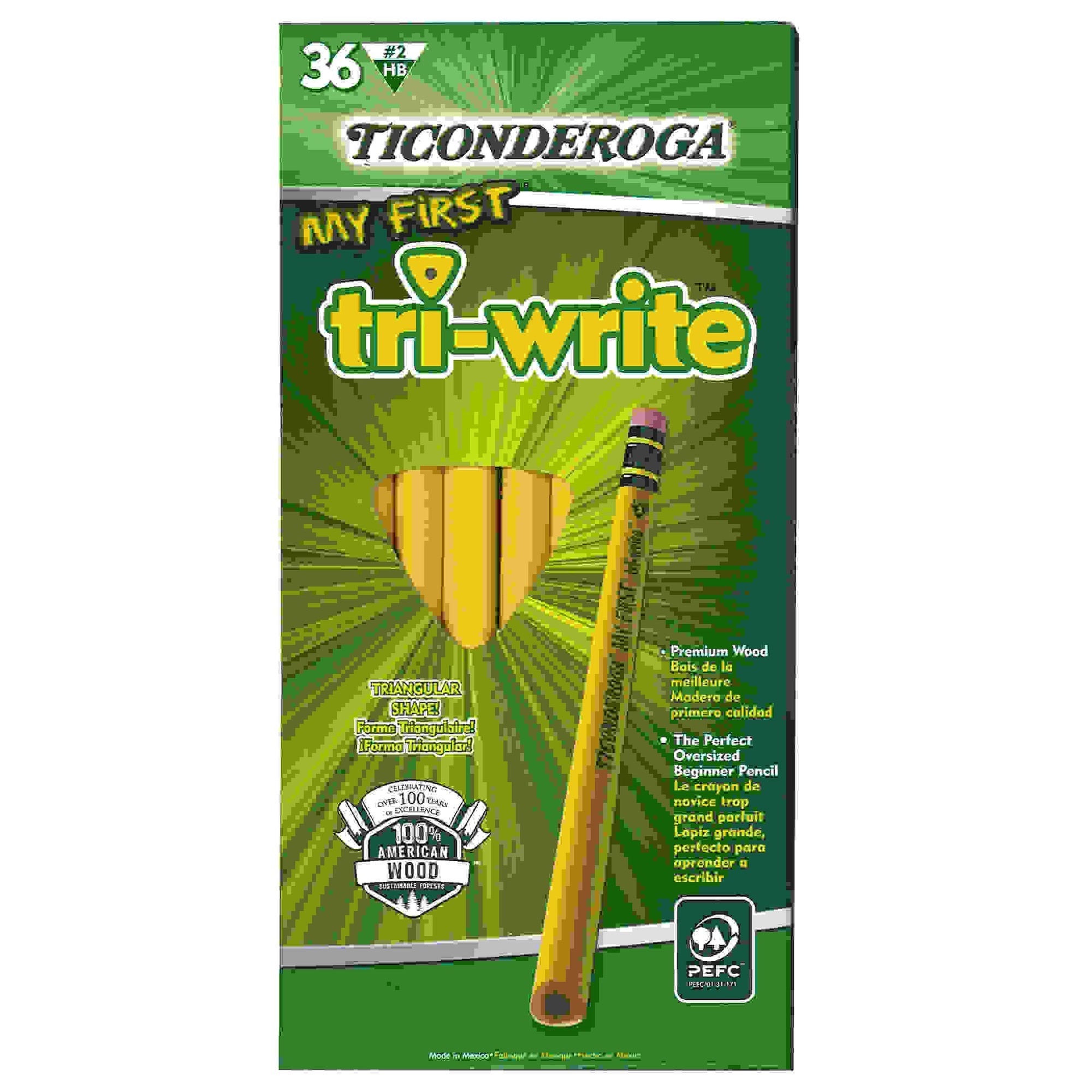 My First Tri-Write Primary Size No. 2 Pencils with Eraser, Box of 36