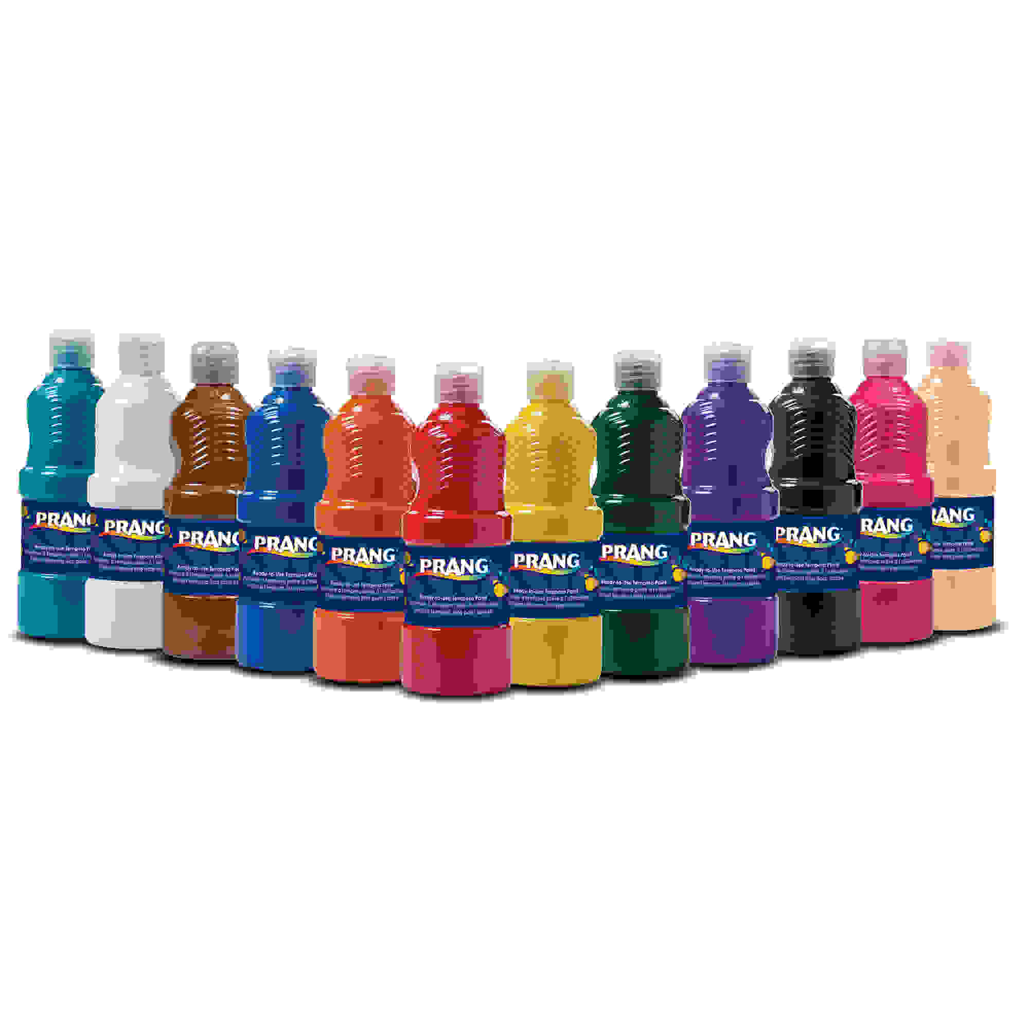 Tempera Paint Set, Assorted Colors, 16 oz Bottles, Set of 12