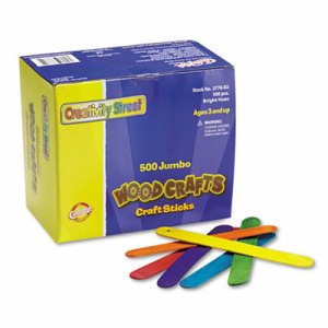 Jumbo Craft Sticks, Bright Hues Assorted, 6" x 0.75", 500 Pieces