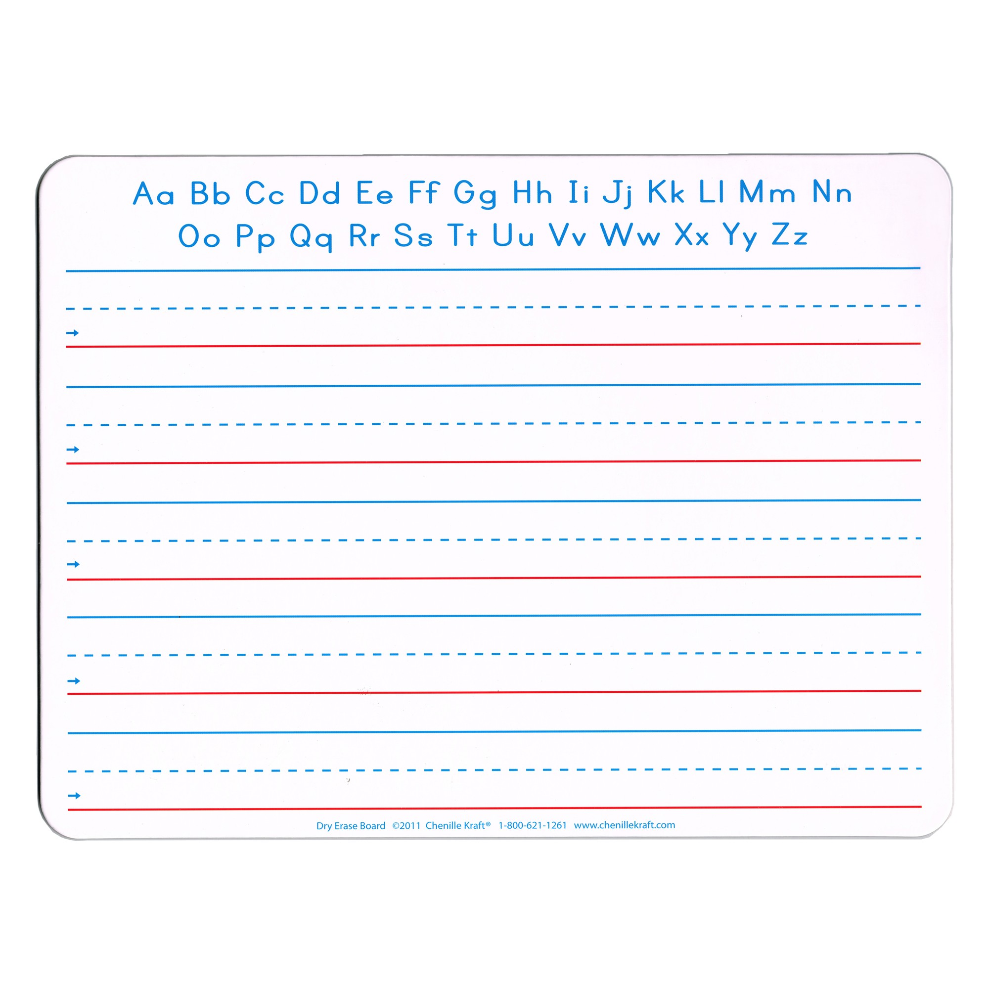 Handwriting Whiteboard, 2-Sided, Ruled/Plain, 1" x 1/2" x 1/2" Ruled, 9" x 12", 10 Boards