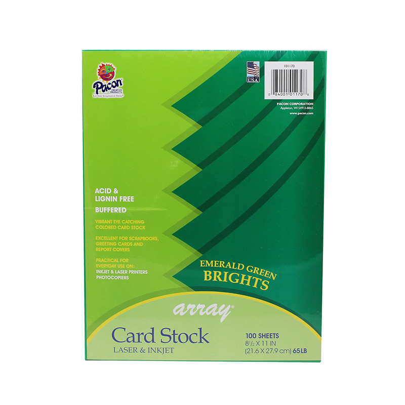 Card Stock, Emerald Green, 8-1/2" x 11", 100 Sheets