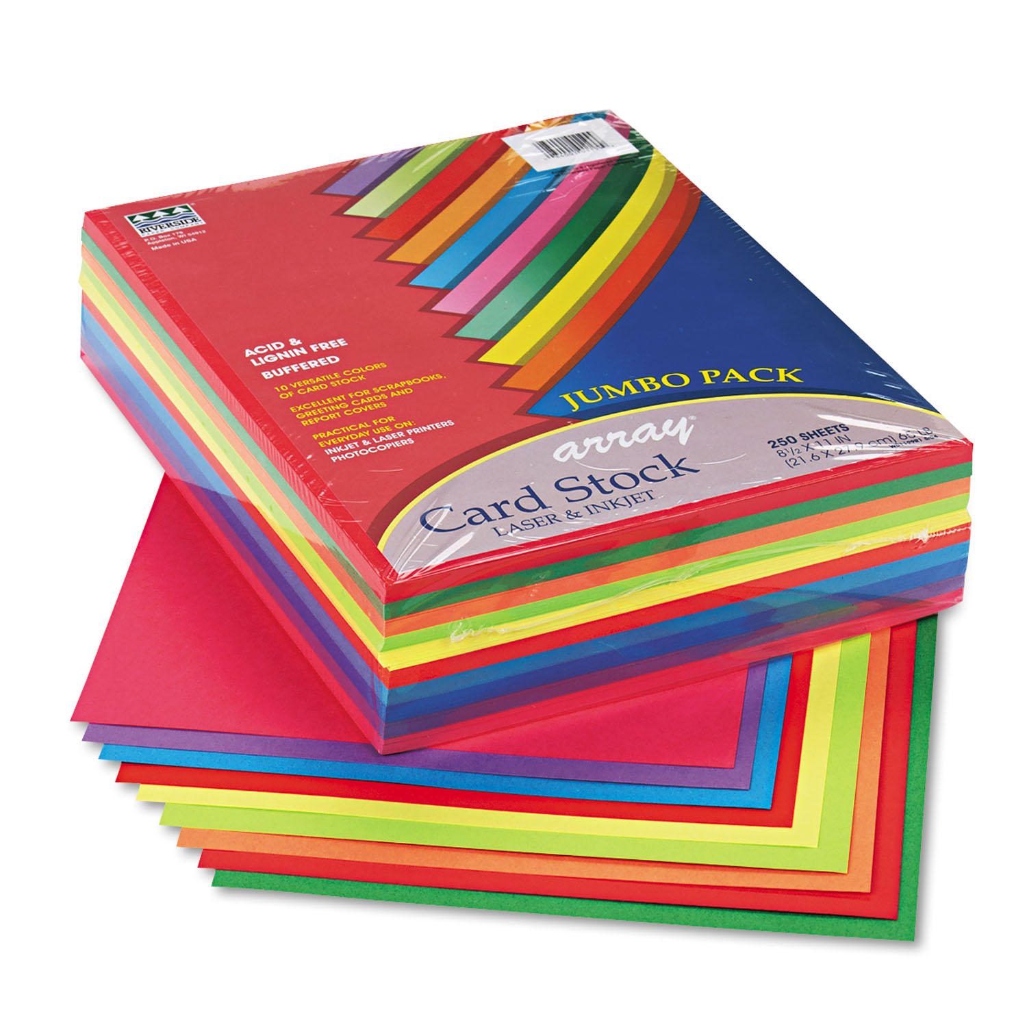 Colorful Card Stock Assortment, 10 Colors, 8-1/2" x 11", 250 Sheets