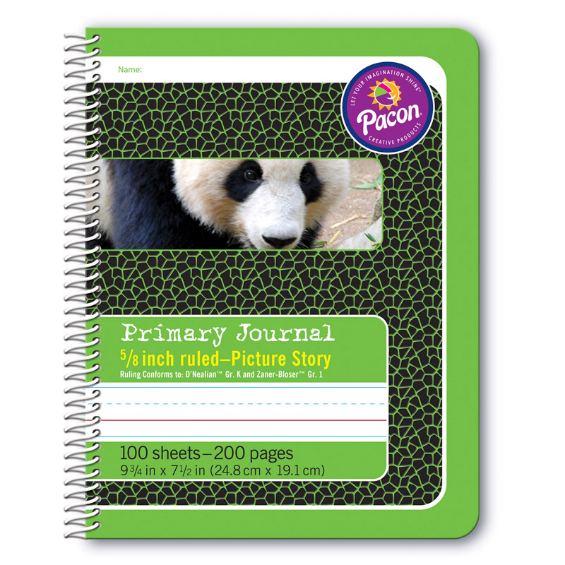 Primary Composition Book, Spiral Bound, D'Nealian/Zaner-Bloser, 5/8" x 5/16" x 5/16" Picture Story Ruled, 9-3/4" x 7-1/2", 100 S