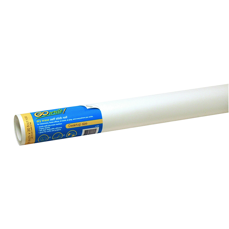 Dry Erase Roll, Self-Adhesive, White, 18" x 20', 1 Roll