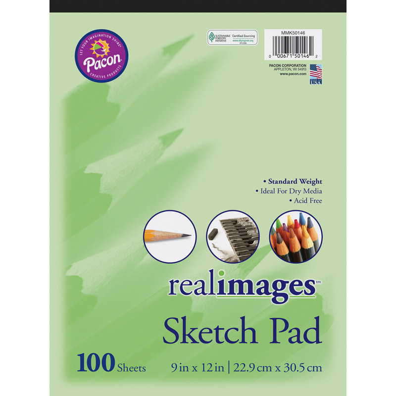 Sketch Pad, Standard Weight, 9" x 12", 100 Sheets