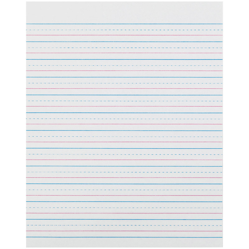 Sulphite Handwriting Paper, Dotted Midline, Grade 2, 1/2" x 1/4" x 1/4" Ruled Short, 8" x 10-1/2", 500 Sheets