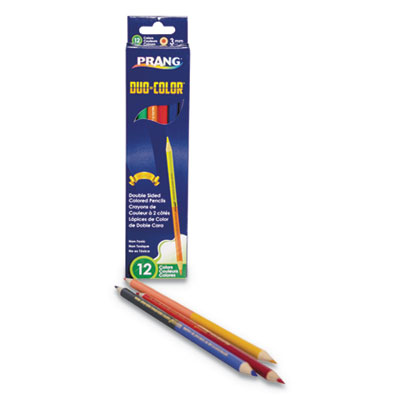 Duo-Color Colored Pencil Sets, 3 mm, 12 Assorted Lead, 6/pack