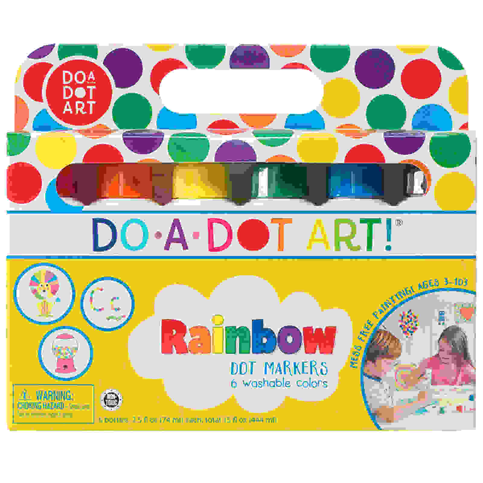 Washable Rainbow Dot Markers, 6 Colors