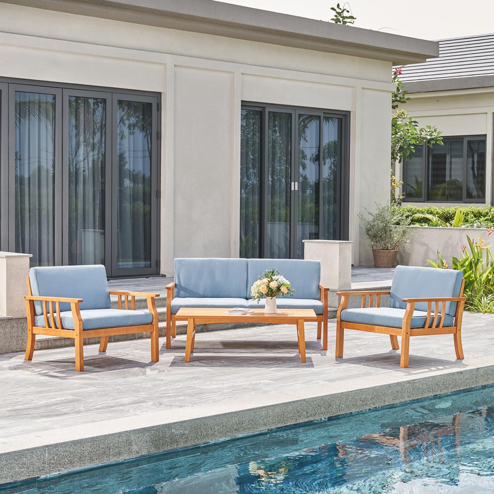 Kapalua Honey Nautical Eucalyptus Wooden Outdoor Sofa Set