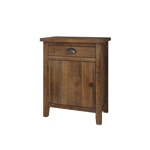 Xavier Rough Sawn Natural Wood Drawer Nightstand