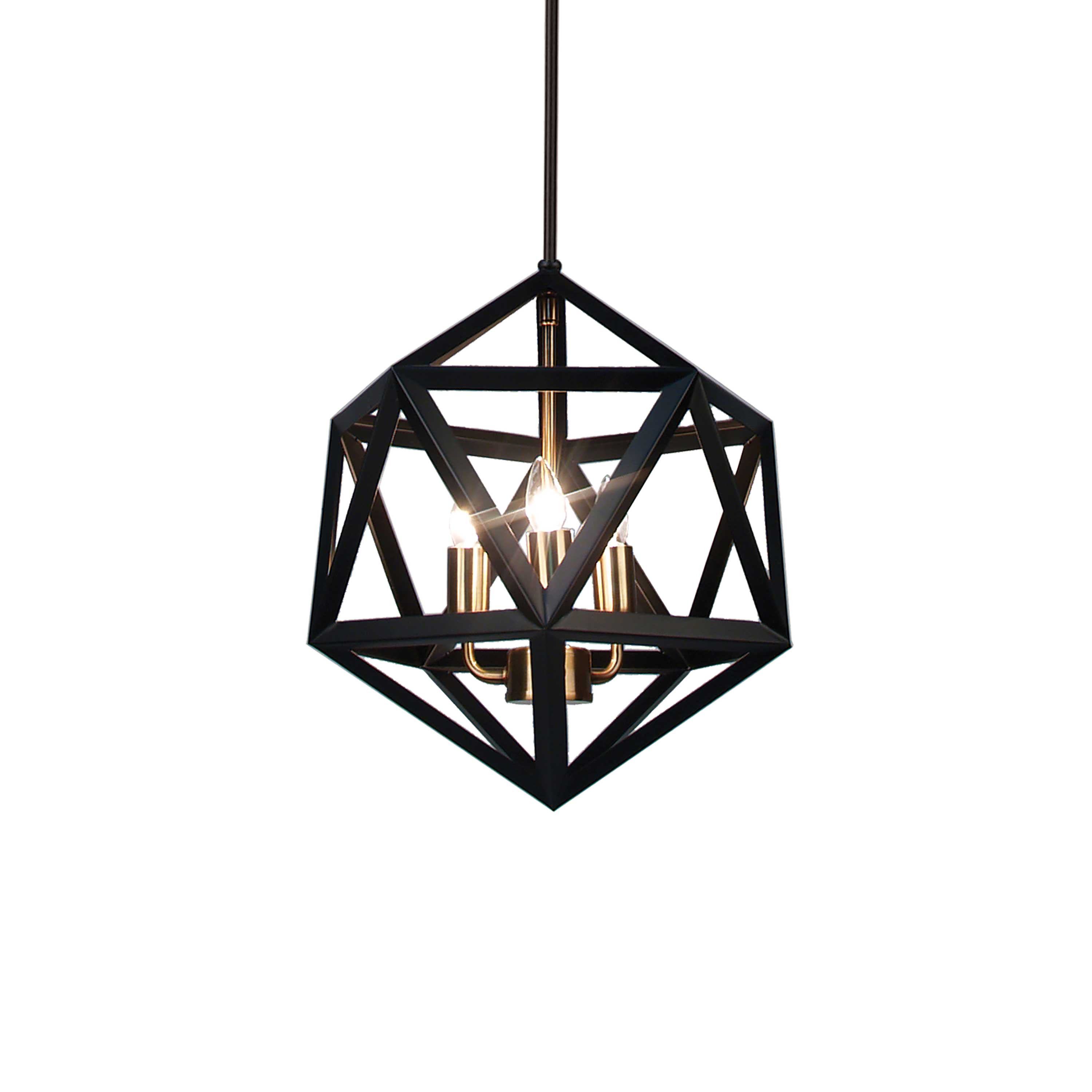 3 Light Chandelier,BLK/AB