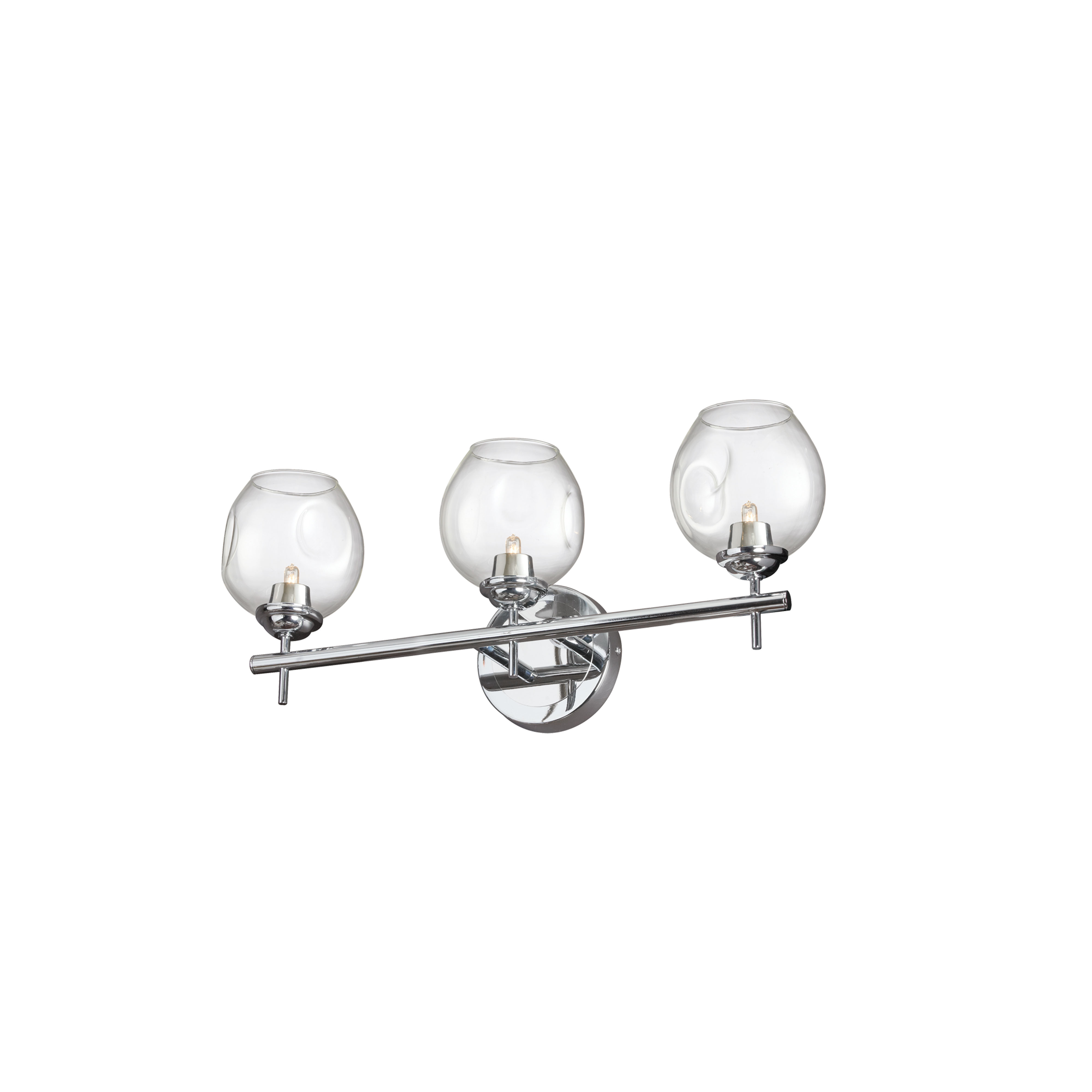 3 Light Halogen Vanity Polished Chrome with Clear Glass